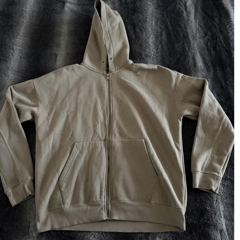 Free Planet Mens Full Zip Hoodie Tan Khaki Fleece Sweatshirt FF9KD94FLRA Large